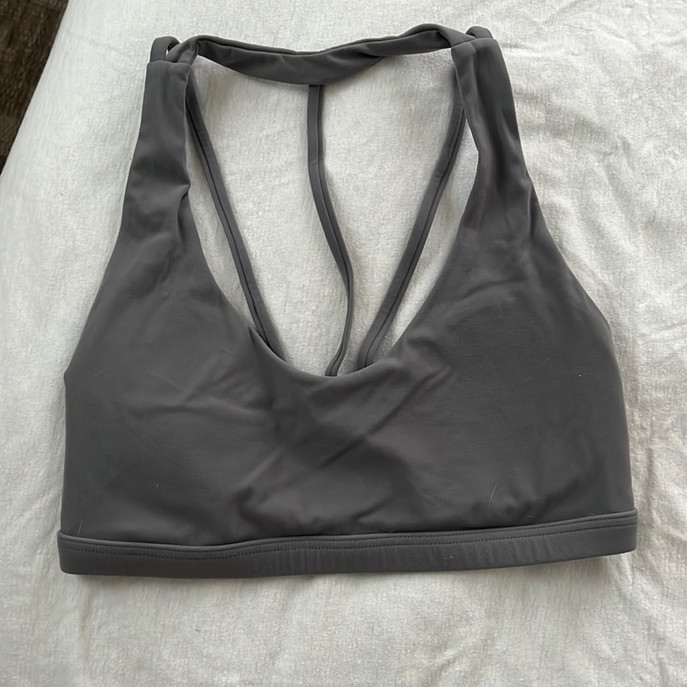 Buff bunny gray sports bra